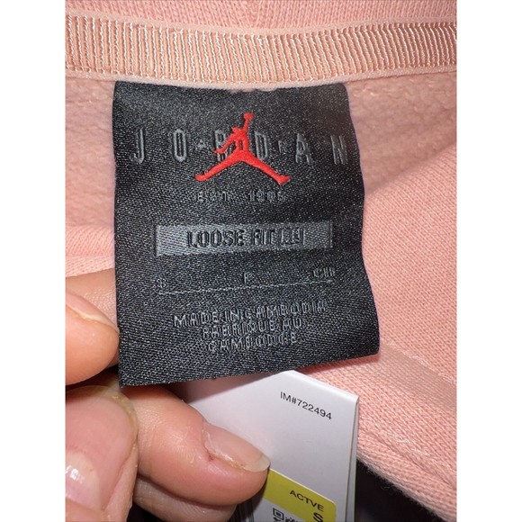 JORDAN WOMEN'S JORDAN ESSENTIALS COTTON HOODIE ARCTIC ORANGE SMALL NEW WITH TAGS - Picture 7 of 8